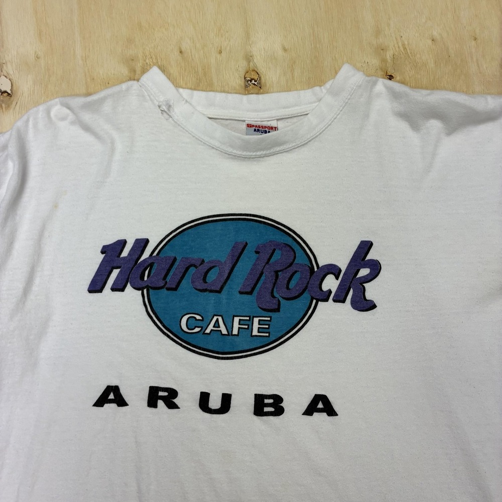Vintage Hard Rock Cafe Aruba Shirt Mens XL White Tourist Tee T-Shirt Passport